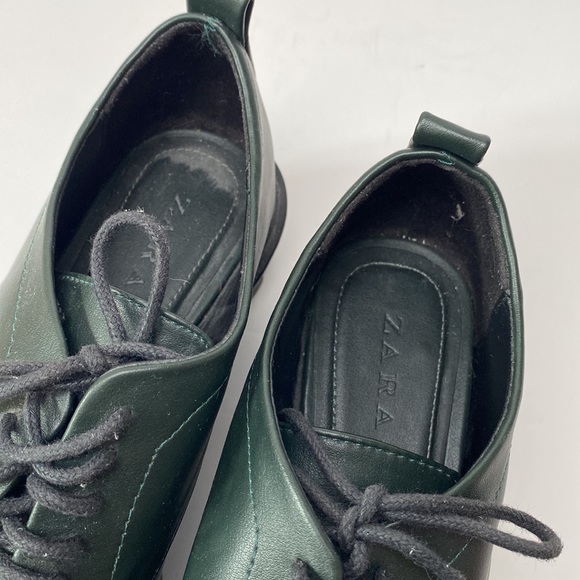 Zara Shoes Women US 6.5 EU 37 Green Blucher Oxford Chunky Lug Sole Platform - Picture 12 of 12